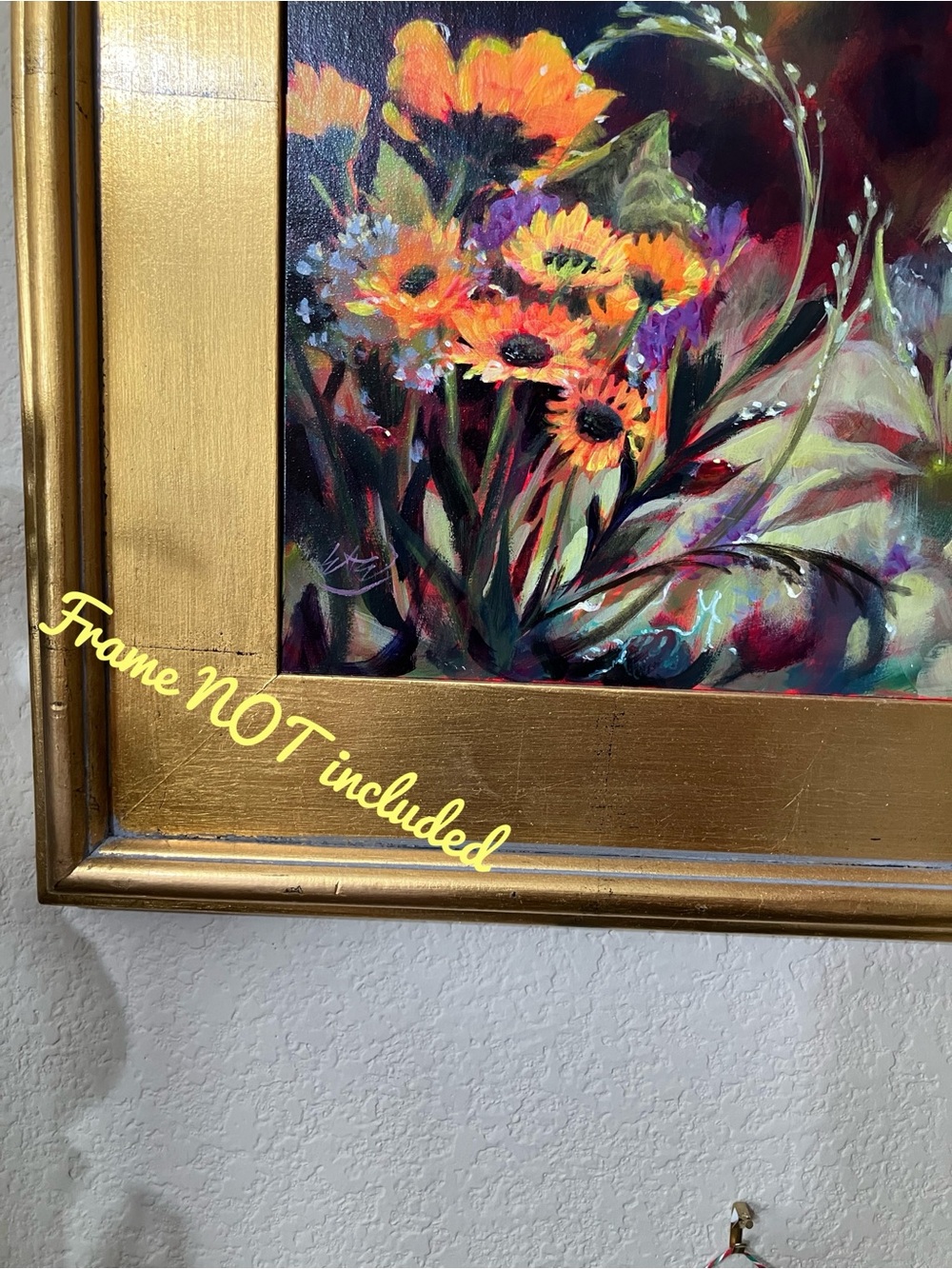 Original floral still life painting snail ladybugs art dewy flowers botanical US